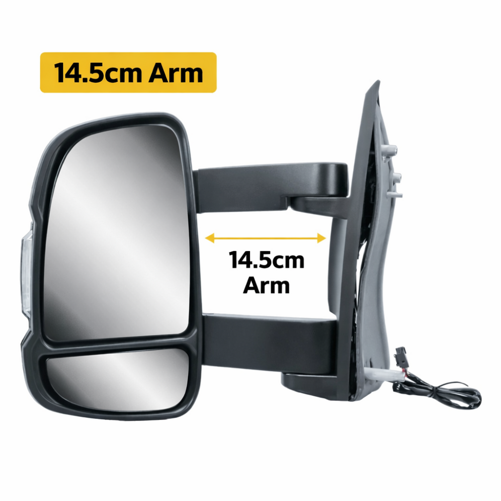 Peugeot Boxer 2006-2023 Medium Arm Electric Black Wing Door Mirror Left Side