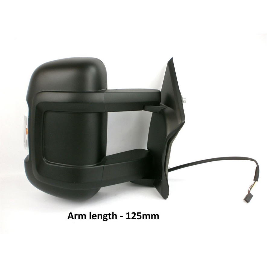 Fiat Ducato 2006-2023 Medium Arm Electric Black Wing Door Mirror Right Side