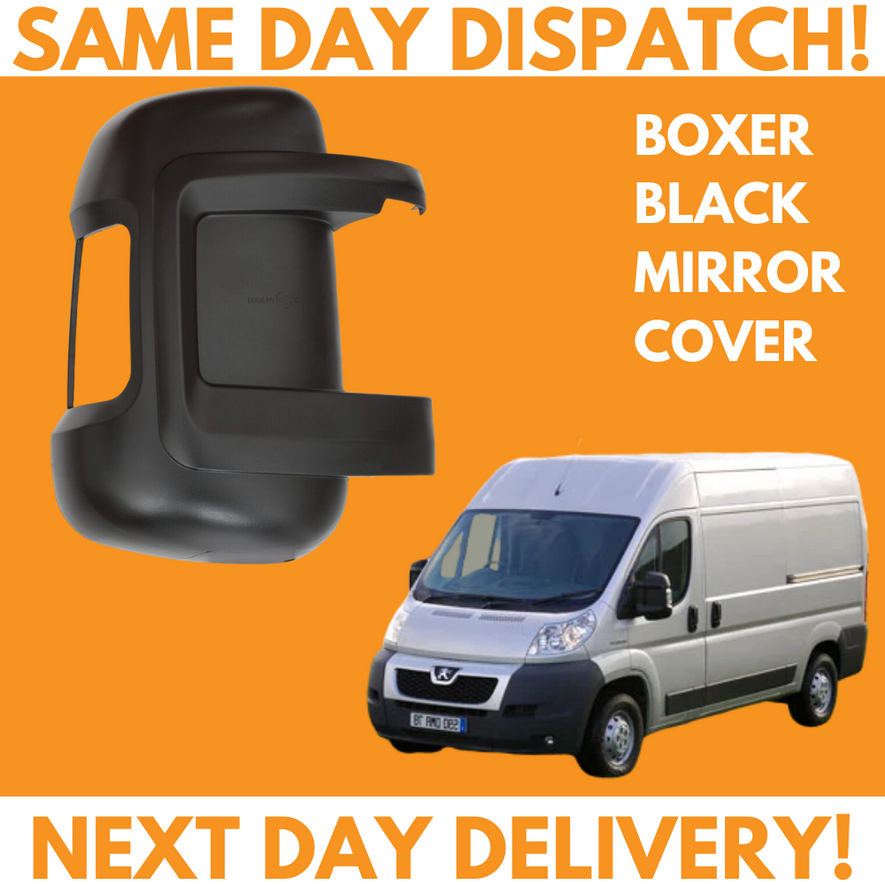 Peugeot Boxer 2006-2020 Short Arm Wing Mirror Cover Black Right Side