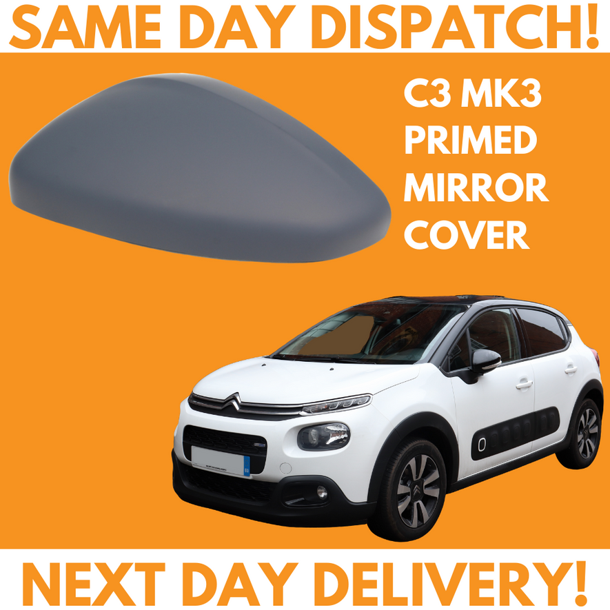 Citroen C3 MK3 2016-2020 Wing Mirror Cover Primed Left Side