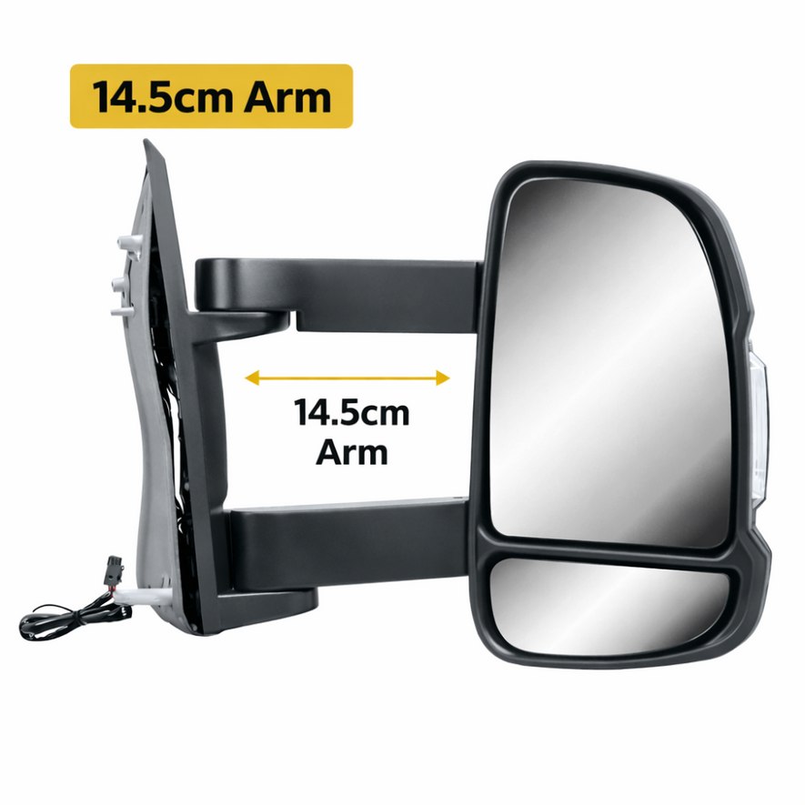 Peugeot Boxer 2006-2023 Medium Arm Electric Black Wing Door Mirror Right Side