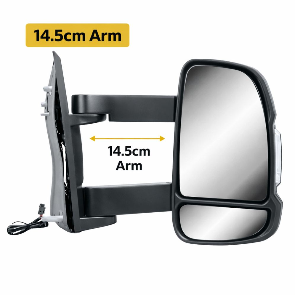 Peugeot Boxer 2006-2023 Medium Arm Electric Black Wing Door Mirror Right Side